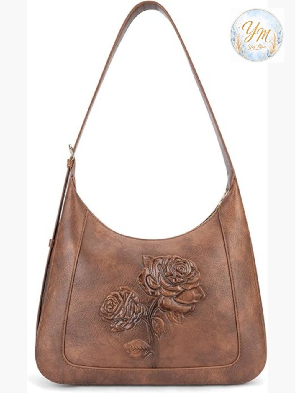 Vegan Leather Embossed Hobo Purse with Underarm Strap, Compact Daily Handbag